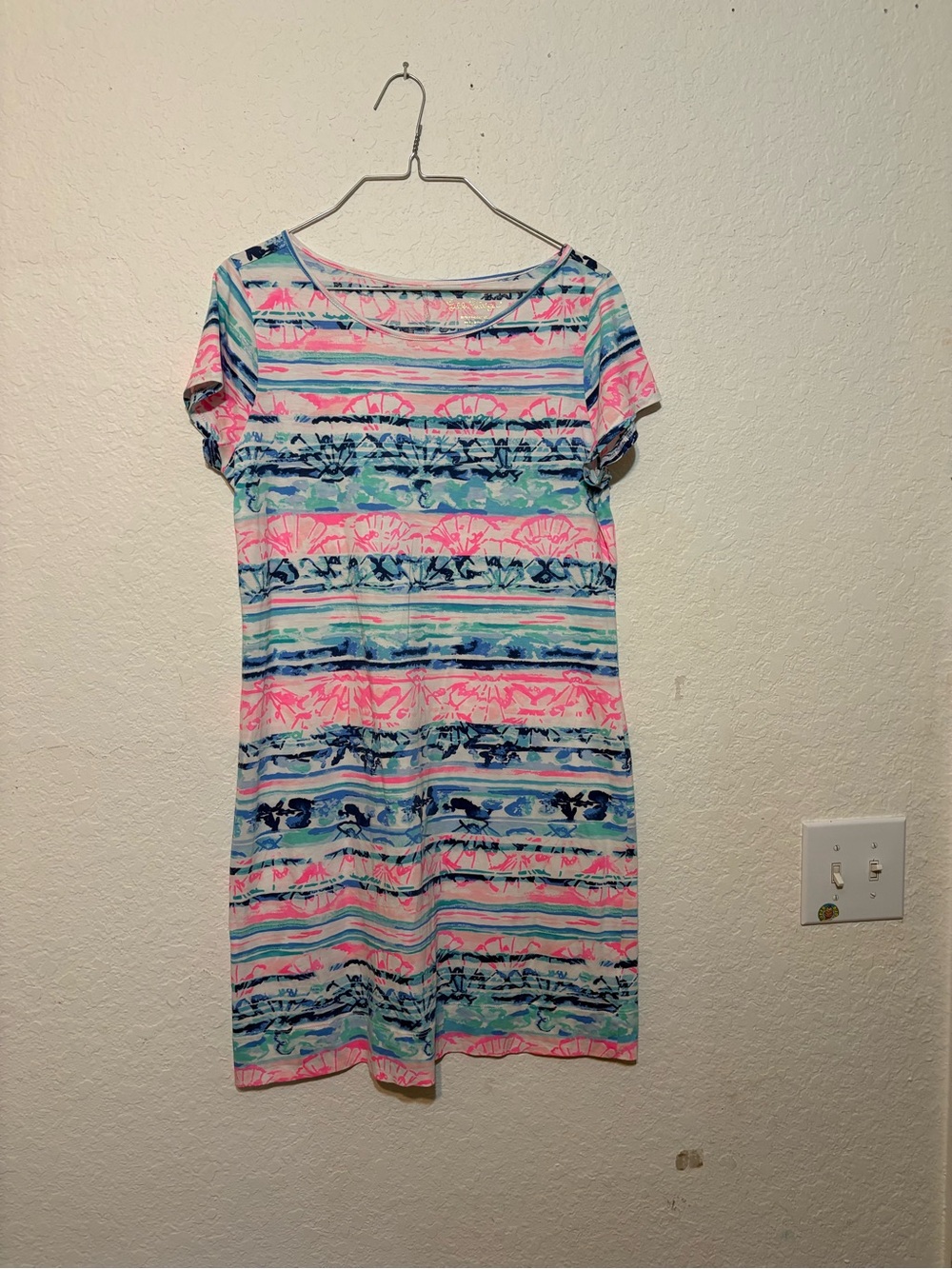 Lilly Pulitzer Pink, Blue & Green Striped Tropical Midi Dress